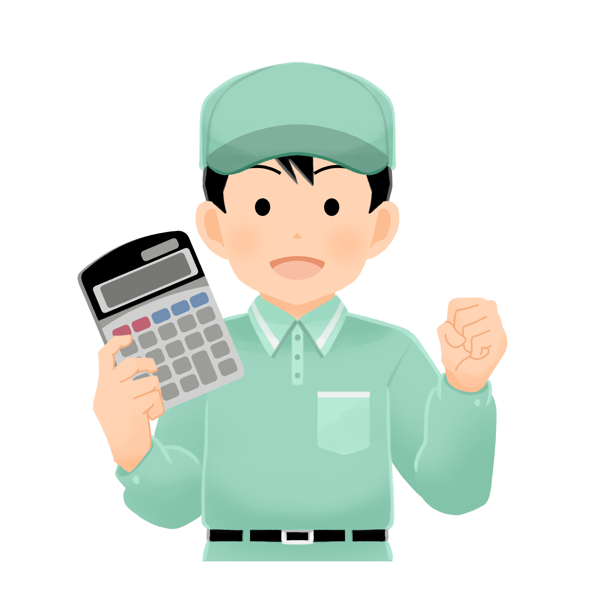 電卓を持つ業者の男性